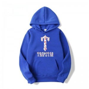 Trapstar Anime T-Flowers Pattern Hoodie Herren Blau Schweiz | DZ00-245