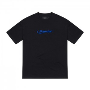 Trapstar Hyperdrive Embroidered Tee T-shirts Herren Schwarz Blau Schweiz | PT26-609