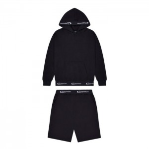 Trapstar Hyperdrive Rib Hoodie Shorts Set Trainingsanzug Herren Schwarz Schweiz | XN24-963