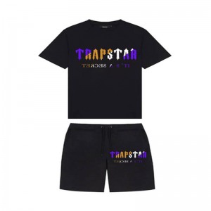 Trapstar Irongate Arch Chenille Set Kurze Hose Herren Schwarz Schweiz | JS33-423