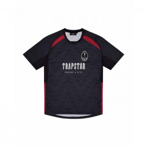 Trapstar Irongate Football Jersey T-shirts Herren Schwarz Rot Schweiz | FK08-496