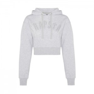 Trapstar Irongate Stud Cropped Hoodie Hoodie Damen Grau Schweiz | XP02-679