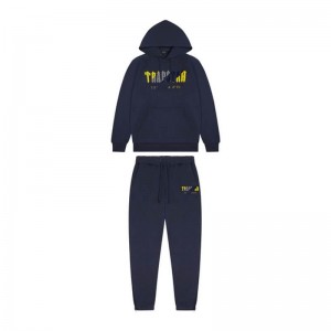 Trapstar Navy Chenille Decoded Hoodie Trainingsanzug Herren Navy Gelb Schweiz | JZ83-530