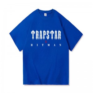 Trapstar X Hitman T-shirts Herren Blau Schweiz | ER31-320