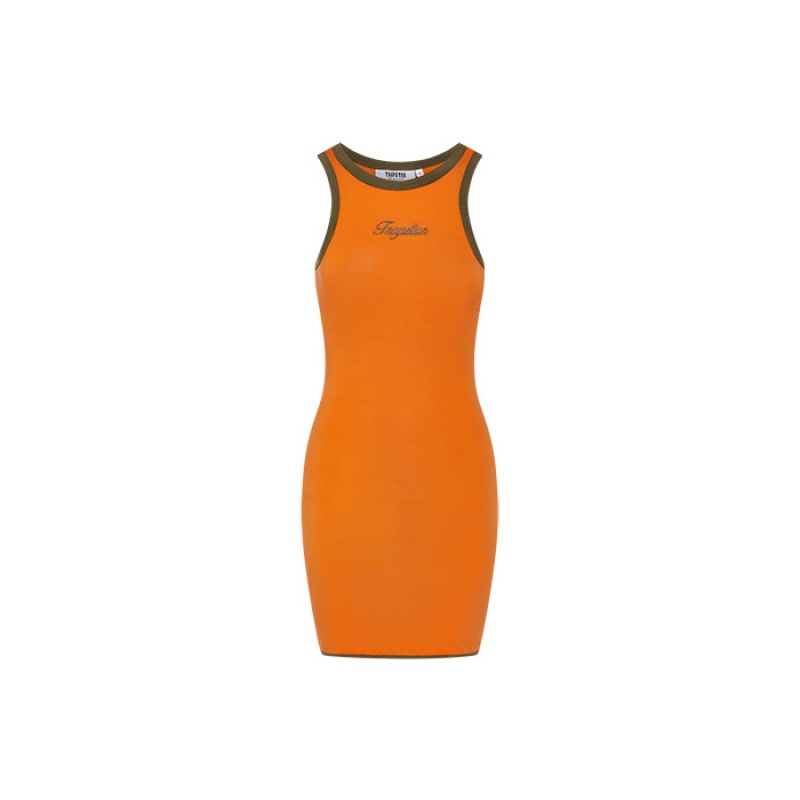 Trapstar Contrast Racer Kleid Damen Orange Khaki Schweiz | NM21-029