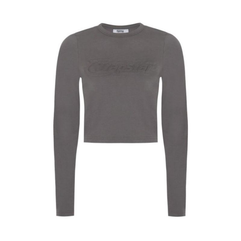 Trapstar Hyperdrive Cropped Long Sleeve Oberteil Damen Grau Schweiz | CF57-800