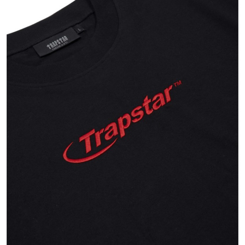 Trapstar Hyperdrive Embroidered Tee T-shirts Herren Schwarz Rot Schweiz | VM60-349