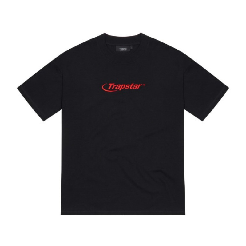 Trapstar Hyperdrive Embroidered Tee T-shirts Herren Schwarz Rot Schweiz | VM60-349