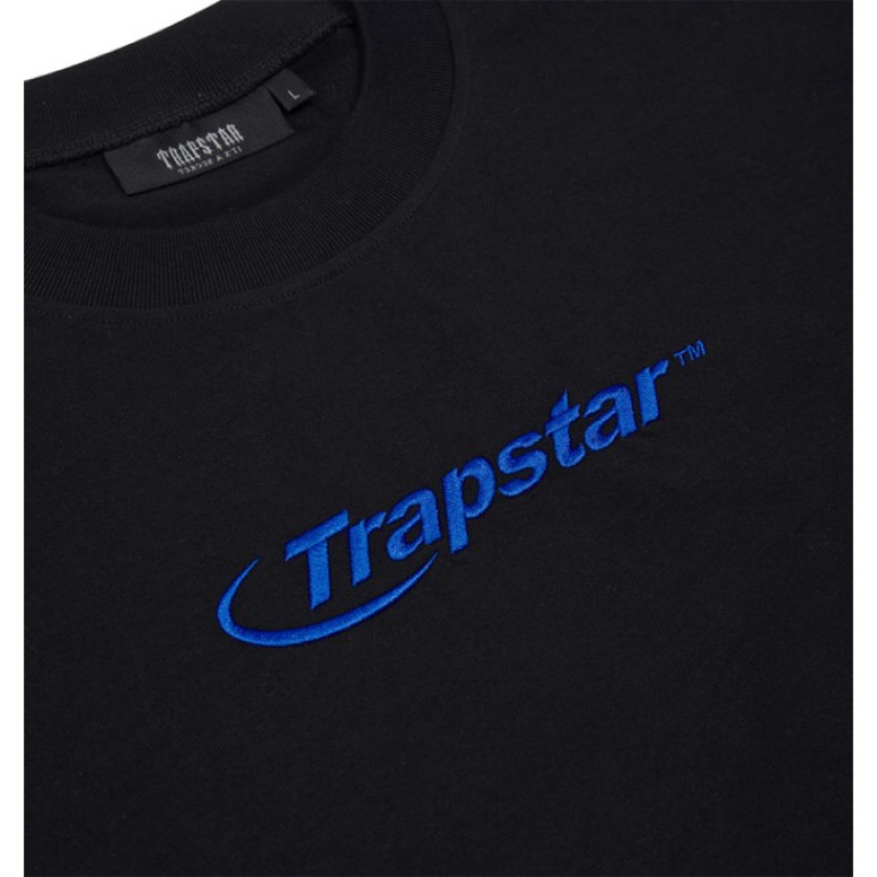 Trapstar Hyperdrive Embroidered Tee T-shirts Herren Schwarz Blau Schweiz | PT26-609