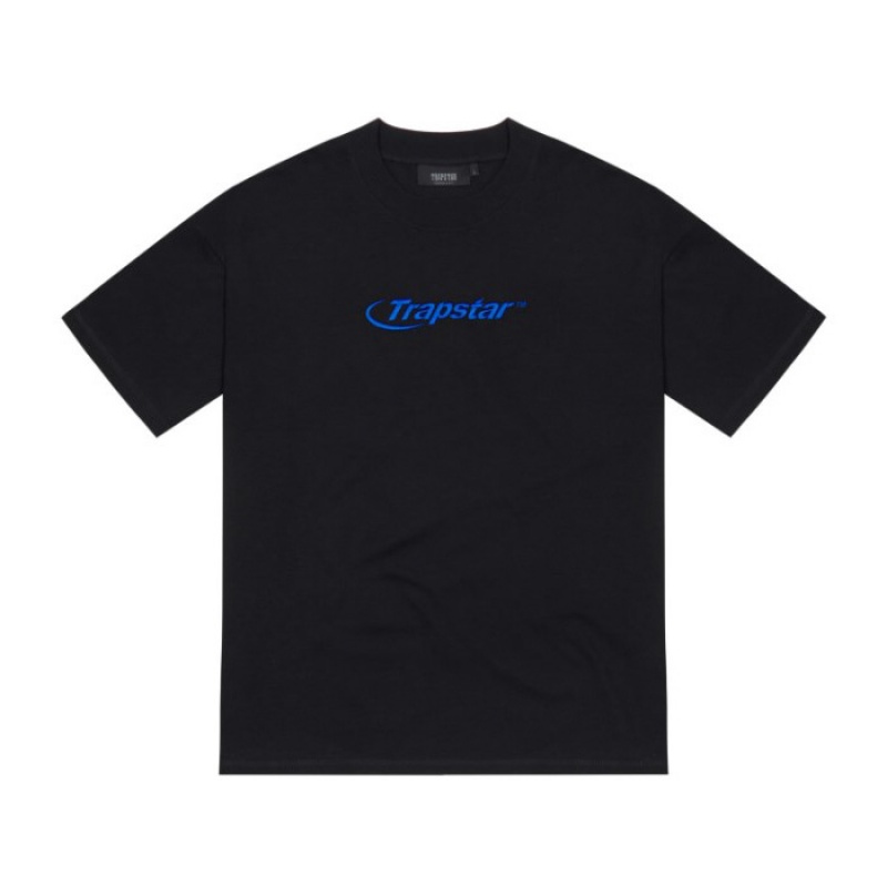 Trapstar Hyperdrive Embroidered Tee T-shirts Herren Schwarz Blau Schweiz | PT26-609