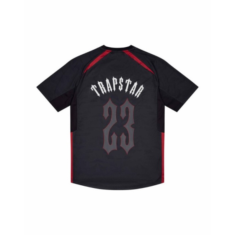 Trapstar Irongate Football Jersey T-shirts Herren Schwarz Rot Schweiz | FK08-496