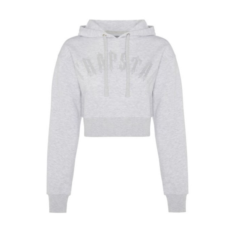 Trapstar Irongate Stud Cropped Hoodie Hoodie Damen Grau Schweiz | XP02-679