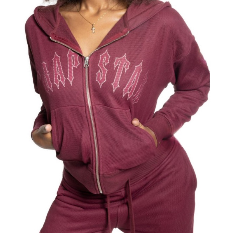 Trapstar Mesh Irongate Arch Hoodie Hoodie Damen Bordeaux Schweiz | NL42-901