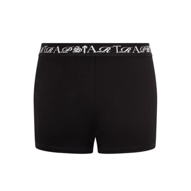 Trapstar Script Boxer Kurze Hose Damen Schwarz Weiß Schweiz | WE10-092