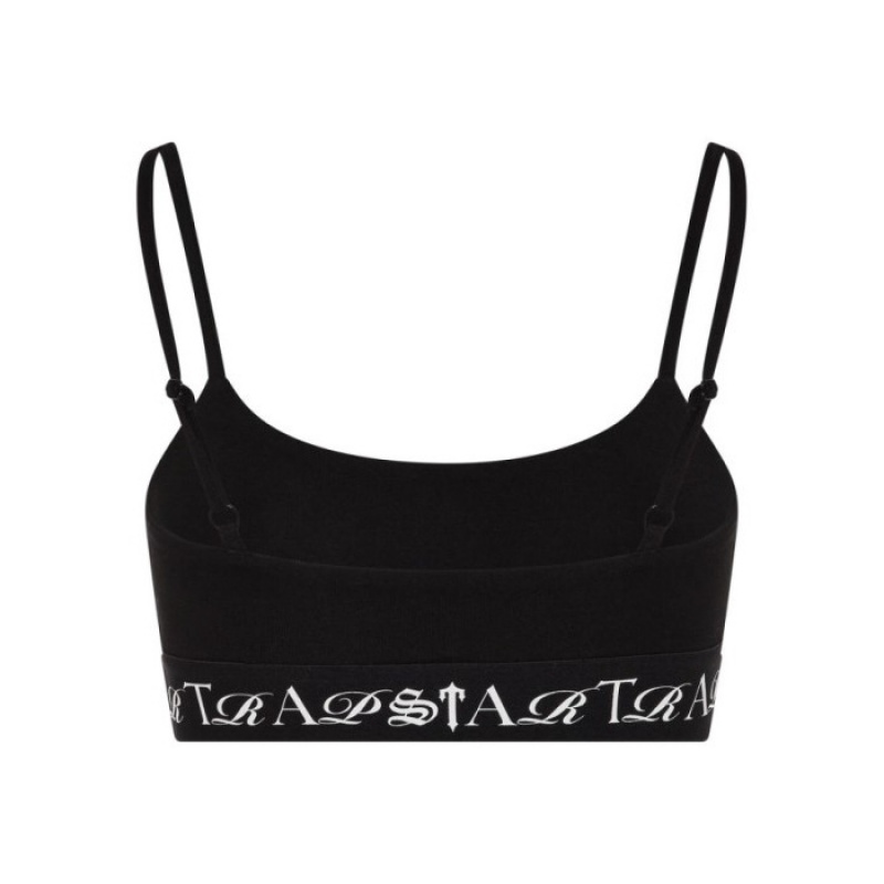 Trapstar Script Bra Oberteil Damen Schwarz Weiß Schweiz | QU42-846