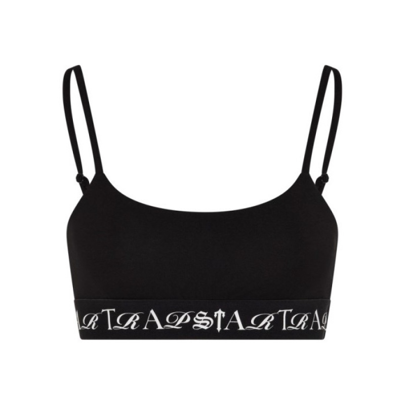 Trapstar Script Bra Oberteil Damen Schwarz Weiß Schweiz | QU42-846