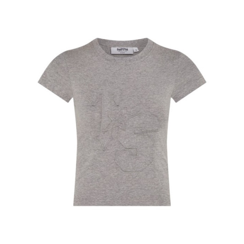 Trapstar TS-Star Applique Baby Tee Oberteil Damen Grau Schweiz | OU93-334