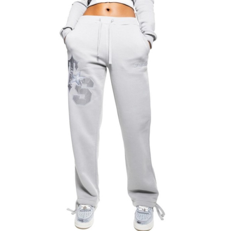 Trapstar TS-Star Silver Satin Applique Loose Fit Jogginghose Damen Grau Schweiz | JF62-398