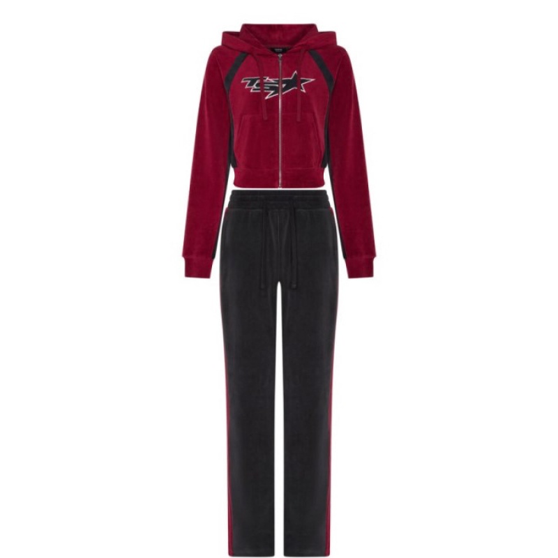 Trapstar TS-Star Velour Track Bottoms Hose Damen Bordeaux Schweiz | YD28-448