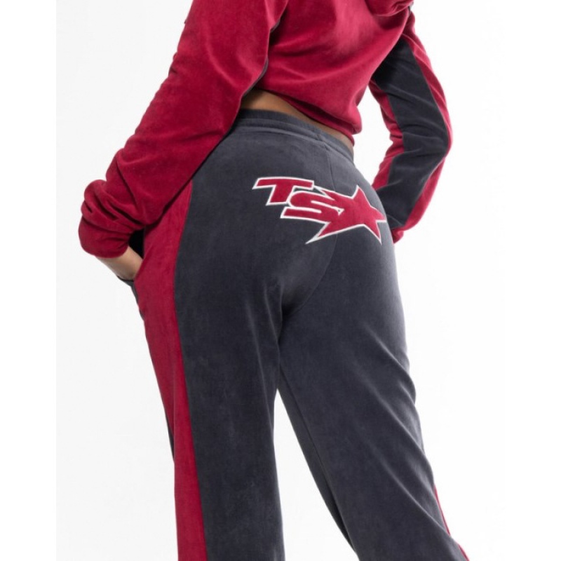 Trapstar TS-Star Velour Track Bottoms Hose Damen Bordeaux Schweiz | YD28-448